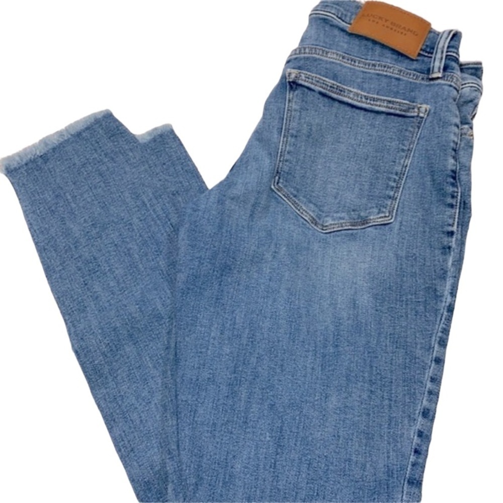 Lucky Brand jeans mid rise super skinny Ava raw hem size 6/28 ankle fit